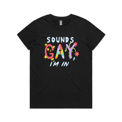 Sounds Gay Tee by Lonely Kids Club. All clothing from our T-shirts to our shorts and hoodies are ethically made, and printed packed and shipped from Sydney.