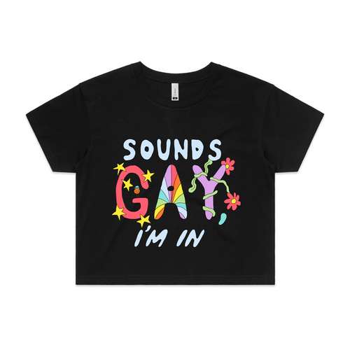 Sounds Gay Tee by Lonely Kids Club. All clothing from our T-shirts to our shorts and hoodies are ethically made, and printed packed and shipped from Sydney.