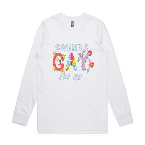 Sounds Gay Tee by Lonely Kids Club. All clothing from our T-shirts to our shorts and hoodies are ethically made, and printed packed and shipped from Sydney.