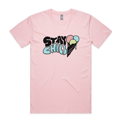 Stay Chill Tee by Lonely Kids Club. All clothing from our T-shirts to our shorts and hoodies are ethically made, and printed packed and shipped from Sydney.