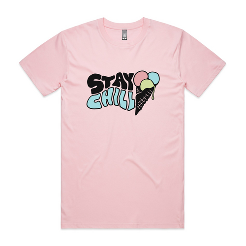 Stay Chill Tee by Lonely Kids Club. All clothing from our T-shirts to our shorts and hoodies are ethically made, and printed packed and shipped from Sydney.