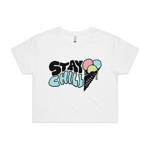 Stay Chill Tee by Lonely Kids Club. All clothing from our T-shirts to our shorts and hoodies are ethically made, and printed packed and shipped from Sydney.