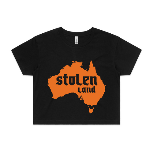 Stolen Land Tee by Lonely Kids Club. All clothing from our T-shirts to our shorts and hoodies are ethically made, and printed packed and shipped from Sydney.
