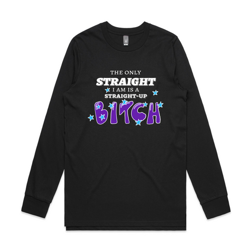 Straight-Up Bitch Tee by Lonely Kids Club. All clothing from our T-shirts to our shorts and hoodies are ethically made, and printed packed and shipped from Sydney.