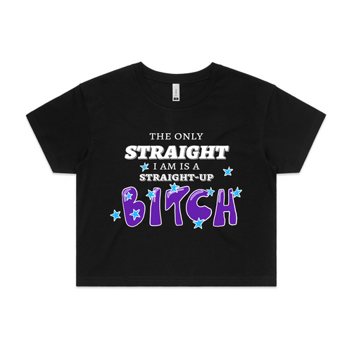 Straight-Up Bitch Tee by Lonely Kids Club. All clothing from our T-shirts to our shorts and hoodies are ethically made, and printed packed and shipped from Sydney.
