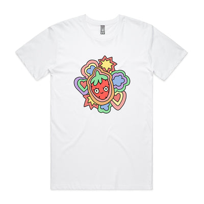 Strawberry Tee by Lonely Kids Club. All clothing from our T-shirts to our shorts and hoodies are ethically made, and printed packed and shipped from Sydney.