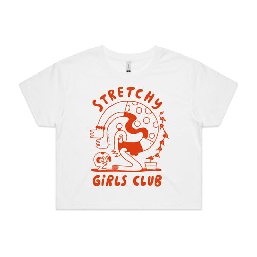 Stretchy Girls Club Tee by Lonely Kids Club. All clothing from our T-shirts to our shorts and hoodies are ethically made, and printed packed and shipped from Sydney.
