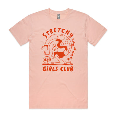 Stretchy Girls Club Tee by Lonely Kids Club. All clothing from our T-shirts to our shorts and hoodies are ethically made, and printed packed and shipped from Sydney.