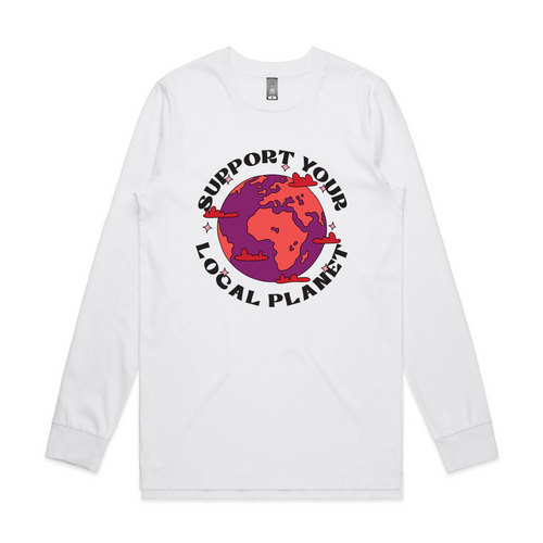 Support Your Local Planet Tee by Lonely Kids Club. All clothing from our T-shirts to our shorts and hoodies are ethically made, and printed packed and shipped from Sydney.