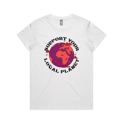 Support Your Local Planet Tee by Lonely Kids Club. All clothing from our T-shirts to our shorts and hoodies are ethically made, and printed packed and shipped from Sydney.