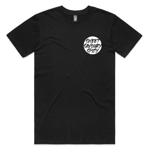 Sweet Savoury Spicy (Small Print) Tee by Lonely Kids Club. All clothing from our T-shirts to our shorts and hoodies are ethically made, and printed packed and shipped from Sydney.