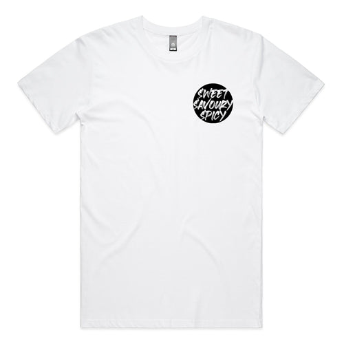 Sweet Savoury Spicy (Small Print) Tee by Lonely Kids Club. All clothing from our T-shirts to our shorts and hoodies are ethically made, and printed packed and shipped from Sydney.