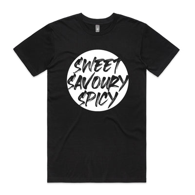 Sweet Savoury Spicy Tee by Lonely Kids Club. All clothing from our T-shirts to our shorts and hoodies are ethically made, and printed packed and shipped from Sydney.