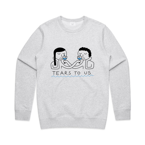Tears To Us Jumper by Lonely Kids Club. All clothing from our T-shirts to our shorts and hoodies are ethically made, and printed packed and shipped from Sydney.
