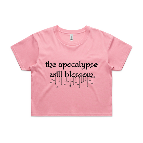 The Apocalypse Will Blossom Tee by Lonely Kids Club. All clothing from our T-shirts to our shorts and hoodies are ethically made, and printed packed and shipped from Sydney.