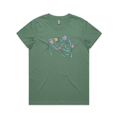 The Flower Dance Tee by Lonely Kids Club. All clothing from our T-shirts to our shorts and hoodies are ethically made, and printed packed and shipped from Sydney.