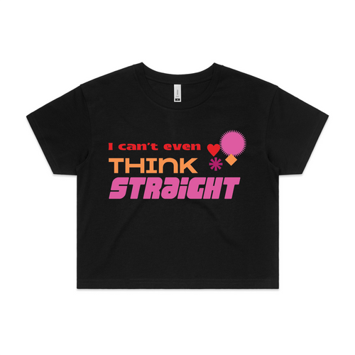 Think Straight (Lesbian) Tee by Lonely Kids Club. All clothing from our T-shirts to our shorts and hoodies are ethically made, and printed packed and shipped from Sydney.