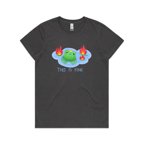 This Is Fine Frog Tee by Lonely Kids Club. All clothing from our T-shirts to our shorts and hoodies are ethically made, and printed packed and shipped from Sydney.