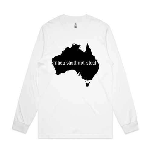 Thou Shalt Not Steal Charity Tee by Lonely Kids Club. All clothing from our T-shirts to our shorts and hoodies are ethically made, and printed packed and shipped from Sydney.