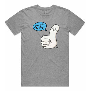 Thumbs Up Tee by Lonely Kids Club. All clothing from our T-shirts to our shorts and hoodies are ethically made, and printed packed and shipped from Sydney.