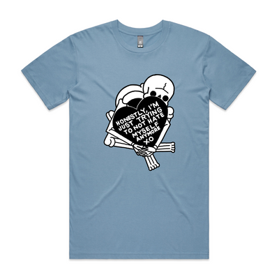 Trying To Not Hate Myself Tee by Lonely Kids Club. All clothing from our T-shirts to our shorts and hoodies are ethically made, and printed packed and shipped from Sydney.