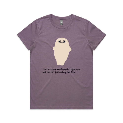 Uncomfortable Seal Tee by Lonely Kids Club. All clothing from our T-shirts to our shorts and hoodies are ethically made, and printed packed and shipped from Sydney.