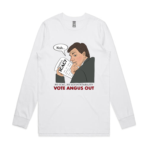 Vote Angus Out Tee by Lonely Kids Club. All clothing from our T-shirts to our shorts and hoodies are ethically made, and printed packed and shipped from Sydney.