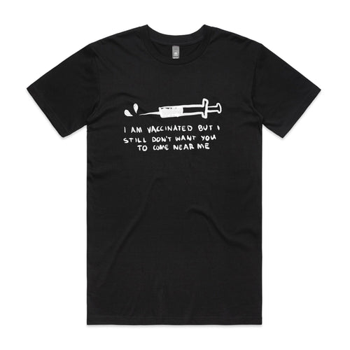 Vaccinated Tee by Lonely Kids Club. All clothing from our T-shirts to our shorts and hoodies are ethically made, and printed packed and shipped from Sydney.