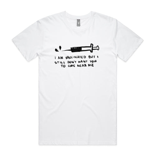 Vaccinated Tee by Lonely Kids Club. All clothing from our T-shirts to our shorts and hoodies are ethically made, and printed packed and shipped from Sydney.