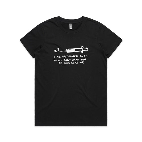 Vaccinated Tee by Lonely Kids Club. All clothing from our T-shirts to our shorts and hoodies are ethically made, and printed packed and shipped from Sydney.