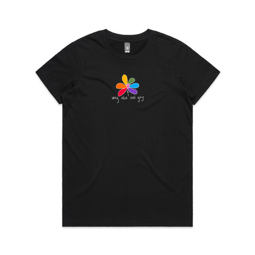 Very Nice And Gay Tee by Lonely Kids Club. All clothing from our T-shirts to our shorts and hoodies are ethically made, and printed packed and shipped from Sydney.