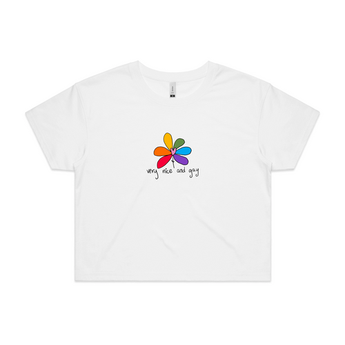 Very Nice And Gay Tee by Lonely Kids Club. All clothing from our T-shirts to our shorts and hoodies are ethically made, and printed packed and shipped from Sydney.