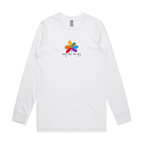 Very Nice And Gay Tee by Lonely Kids Club. All clothing from our T-shirts to our shorts and hoodies are ethically made, and printed packed and shipped from Sydney.