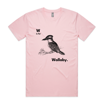 W Is For Wallaby Tee by Lonely Kids Club. All clothing from our T-shirts to our shorts and hoodies are ethically made, and printed packed and shipped from Sydney.