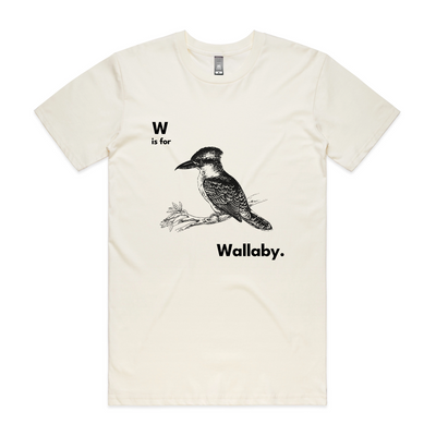 W Is For Wallaby Tee by Lonely Kids Club. All clothing from our T-shirts to our shorts and hoodies are ethically made, and printed packed and shipped from Sydney.
