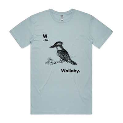 W Is For Wallaby Tee by Lonely Kids Club. All clothing from our T-shirts to our shorts and hoodies are ethically made, and printed packed and shipped from Sydney.