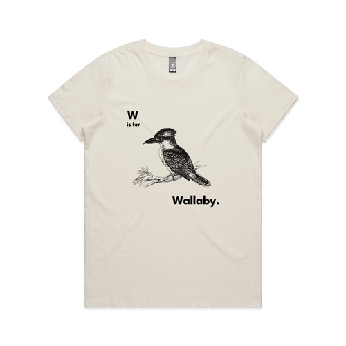 W Is For Wallaby Tee by Lonely Kids Club. All clothing from our T-shirts to our shorts and hoodies are ethically made, and printed packed and shipped from Sydney.