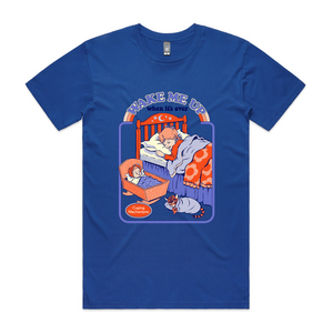 Wake Me Up Tee by Lonely Kids Club. All clothing from our T-shirts to our shorts and hoodies are ethically made, and printed packed and shipped from Sydney.