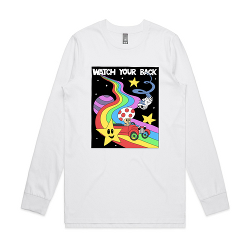 Watch Your Back Tee by Lonely Kids Club. All clothing from our T-shirts to our shorts and hoodies are ethically made, and printed packed and shipped from Sydney.