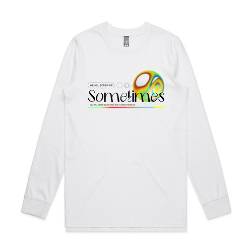 We All Screw Up Sometimes Tee by Lonely Kids Club. All clothing from our T-shirts to our shorts and hoodies are ethically made, and printed packed and shipped from Sydney.