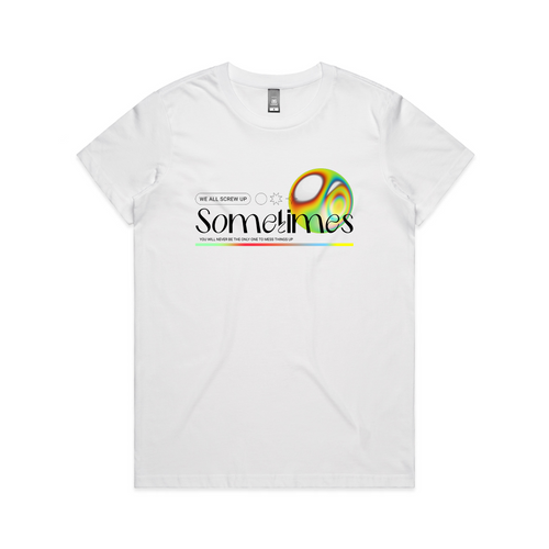 We All Screw Up Sometimes Tee by Lonely Kids Club. All clothing from our T-shirts to our shorts and hoodies are ethically made, and printed packed and shipped from Sydney.