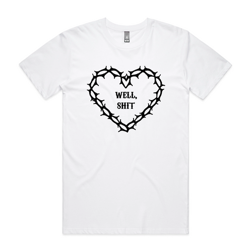 Well, Shit Tee by Lonely Kids Club. All clothing from our T-shirts to our shorts and hoodies are ethically made, and printed packed and shipped from Sydney.
