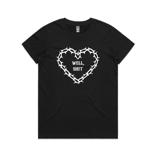 Well, Shit Tee by Lonely Kids Club. All clothing from our T-shirts to our shorts and hoodies are ethically made, and printed packed and shipped from Sydney.