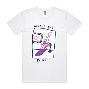 What's The Tea Tee by Lonely Kids Club. All clothing from our T-shirts to our shorts and hoodies are ethically made, and printed packed and shipped from Sydney.