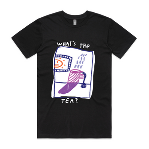 What's The Tea Tee by Lonely Kids Club. All clothing from our T-shirts to our shorts and hoodies are ethically made, and printed packed and shipped from Sydney.