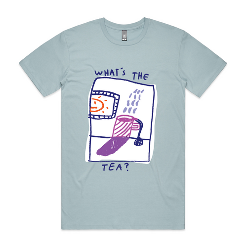 What's The Tea Tee by Lonely Kids Club. All clothing from our T-shirts to our shorts and hoodies are ethically made, and printed packed and shipped from Sydney.