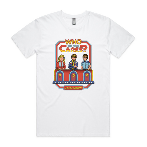 Who Cares Tee by Lonely Kids Club. All clothing from our T-shirts to our shorts and hoodies are ethically made, and printed packed and shipped from Sydney.