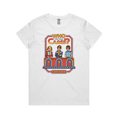 Who Cares Tee by Lonely Kids Club. All clothing from our T-shirts to our shorts and hoodies are ethically made, and printed packed and shipped from Sydney.