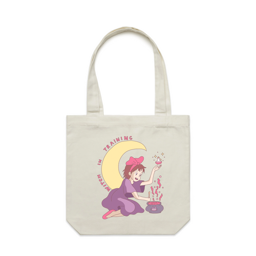 Witch In Training Tote by Lonely Kids Club. All clothing from our T-shirts to our shorts and hoodies are ethically made, and printed packed and shipped from Sydney.