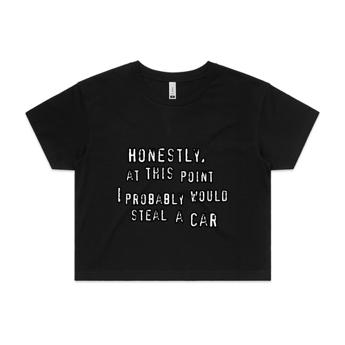 Would Steal A Car Tee by Lonely Kids Club. All clothing from our T-shirts to our shorts and hoodies are ethically made, and printed packed and shipped from Sydney.